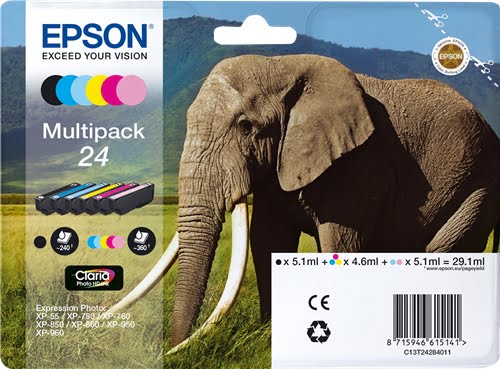 Epson T2428 (24) Pack de 6 Tinteiros Originais - C13T24284011 1 Epson T2428 (24) Pack de 6 Tinteiros Originais - C13T24284011 1