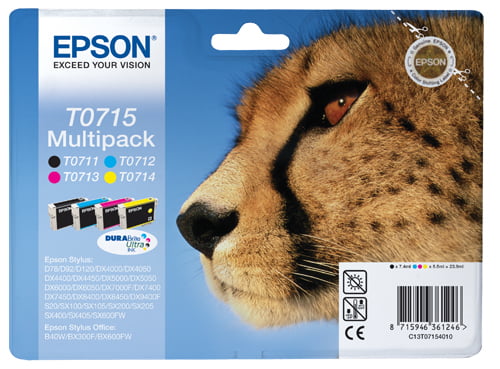 Epson T0715 Pack de 4 Tinteiros Originais - C13T07154012 1 Epson T0715 Pack de 4 Tinteiros Originais - C13T07154012 1
