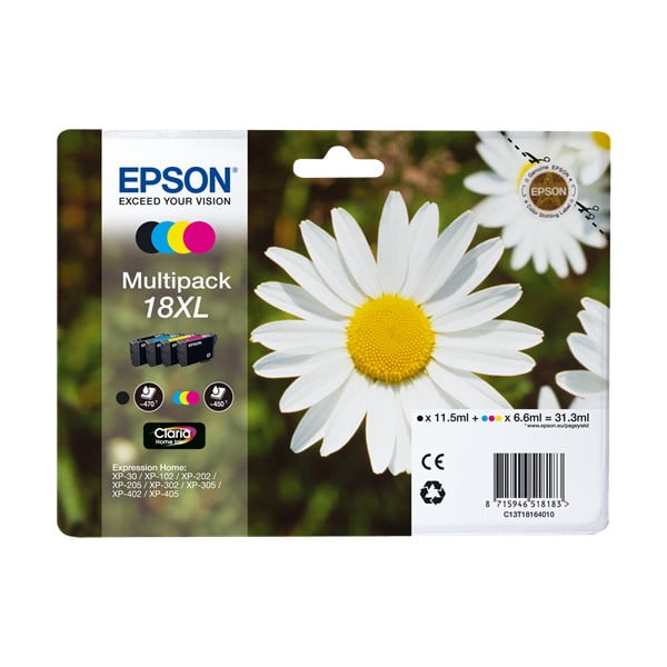 Epson T1816 (18XL) Pack de 4 Tinteiros Originais - C13T18164012 1 Epson T1816 (18XL) Pack de 4 Tinteiros Originais - C13T18164012 1