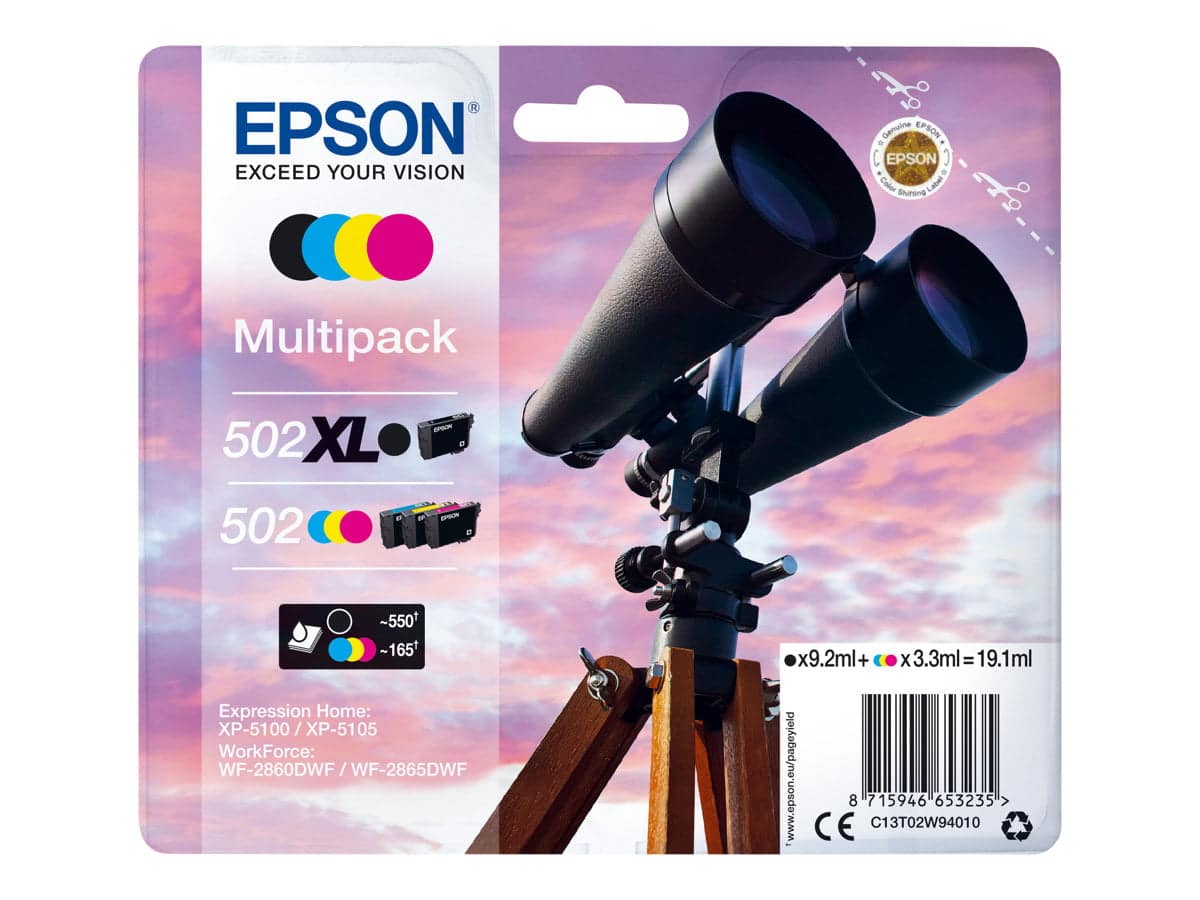 Epson 502XL/502 Pack de 4 Tinteiros Originais - C13T02W94010 1 Epson 502XL/502 Pack de 4 Tinteiros Originais - C13T02W94010 1